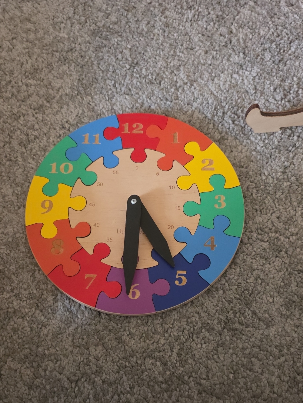 Rainbow Puzzle Clock Learning Toy - Colorful Wooden Time Teaching Clock